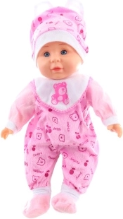 Bebeluș cu sunete în costumaș roz, 30 cm