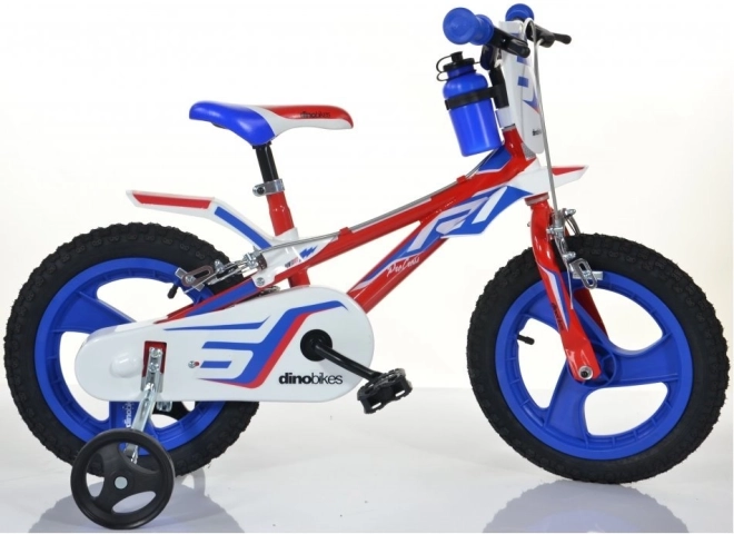Bicicletă pentru copii Dino roșu-albastru-alb 14 inci