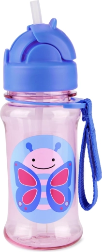 Skip Hop Zoo sticlă din Tritan cu pai 355 ml Fluture