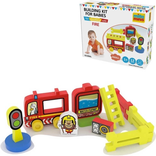 Millaminis set de construcție din spumă stație de pompieri baby soft 12 piese