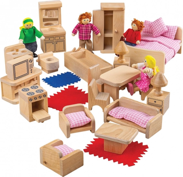 Set mobilier și figurine pentru căsuță Bigjigs Toys