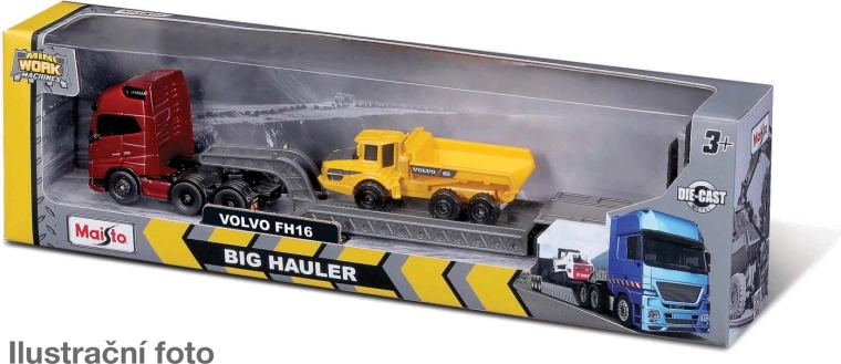 Set Maisto cu camion tractor mare și mini utilaj de lucru