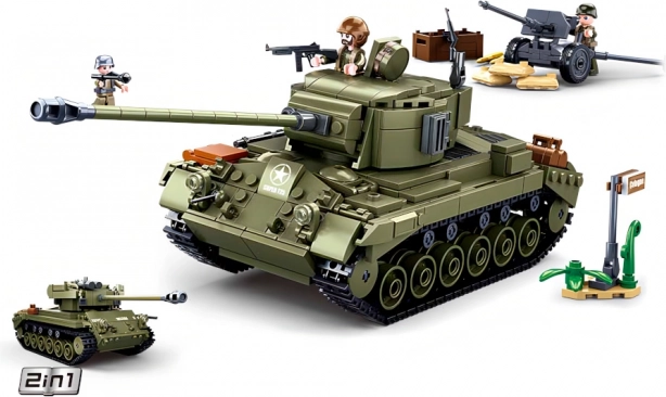 Sluban Army tanc mediu 2‑în‑1 și tun antiaerian set de construcție