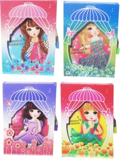 Jurnal colorat pentru fete cu lacăt, copertă tare