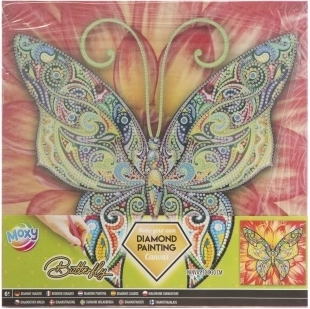 Pictură cu diamante GRAFIX fluture 30 × 30 cm pe cadru din lemn