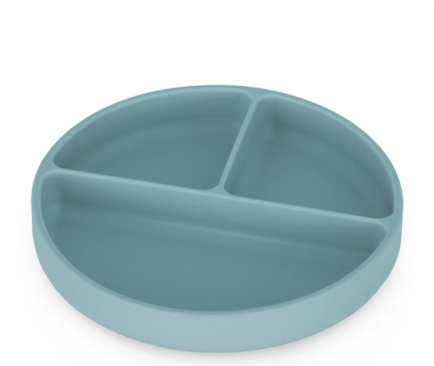 Petite&Mars farfurie compartimentată din silicon cu ventuză take&match frosted sky 6m+