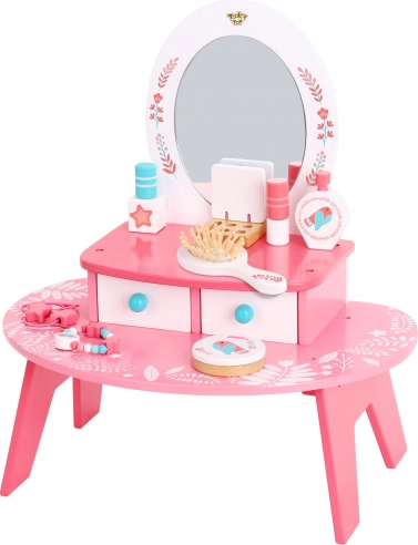 Toaletă roz din lemn cu oglindă Tooky Toy