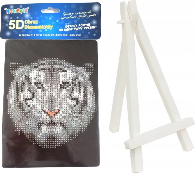 Pictură cu diamante tigru alb 15 × 20 cm cu suport – NORIMPEX