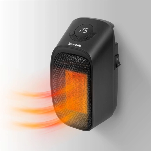 Mini aerotermă electrică pentru priză cu afișaj LED, 400 W, neagră