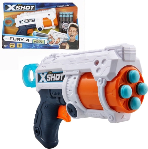 X-Shot Excel Fury 4 cu țeavă rotativă și 16 proiectile