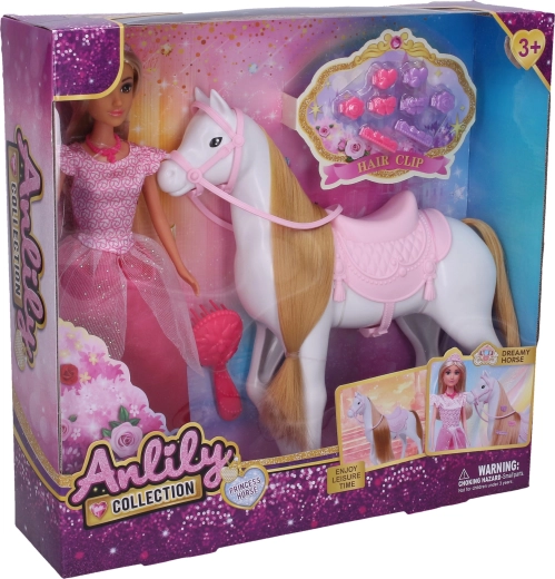 Păpușă cu cal roz 26 cm - 1 bucată