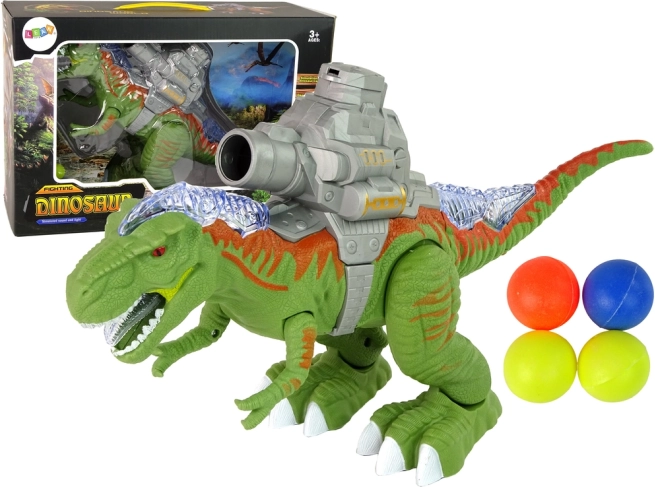Dinozaur interactiv mergător cu tragere și catapultă – verde