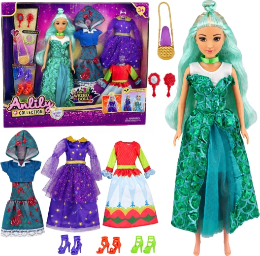Păpușa fantasy Anlily cu huse, rochii și accesorii 30 cm