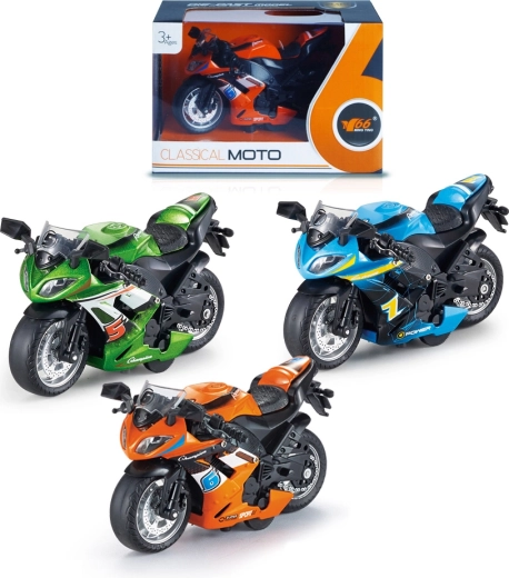 Motocicletă de șosea 1:14 cu mecanism cu tragere înapoi