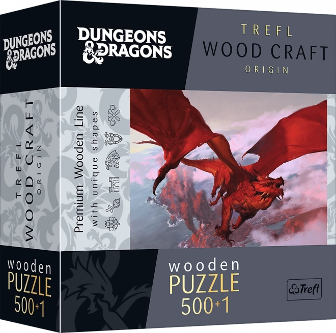 TREFL Puzzle din lemn față-verso Dungeons & Dragons: Dragonul roșu antic