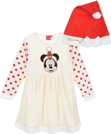 Set de Crăciun cu rochie și căciulă Minnie Mouse – Mărimea 4