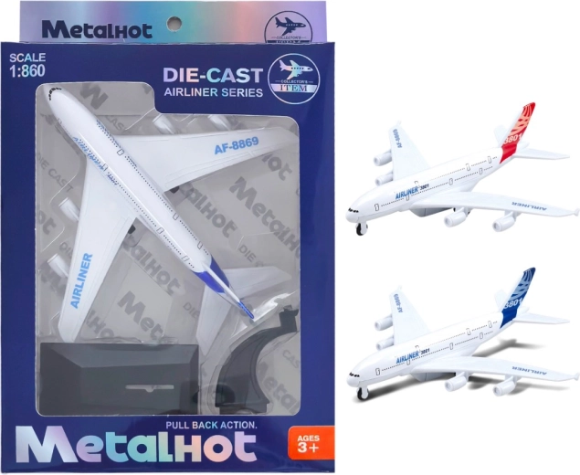 Model metalic de avion Airliner MetalHot 1:860 cu mecanism de tragere înapoi