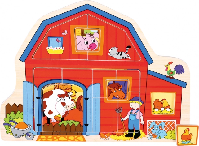Bino puzzle din lemn cu forme – fermă