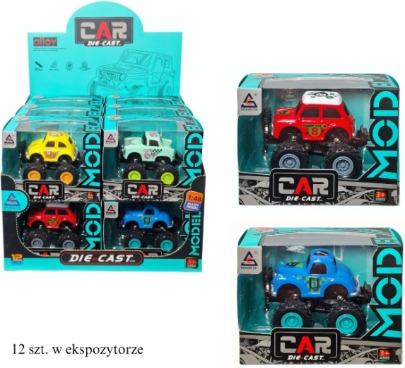 Mașinuță off-road metalică cu roți mari și mecanism pull-back