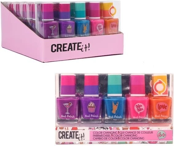 Create it! lac de unghii colorat cu schimbare de culoare – set 5 buc.