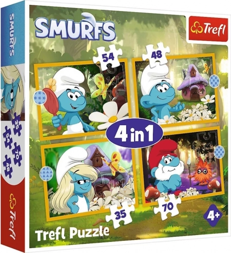 Puzzle Ștrumfii viața în sat 4în1