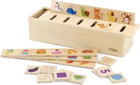 Sortator educativ din lemn VIGA – animale, fructe, legume și forme Montessori