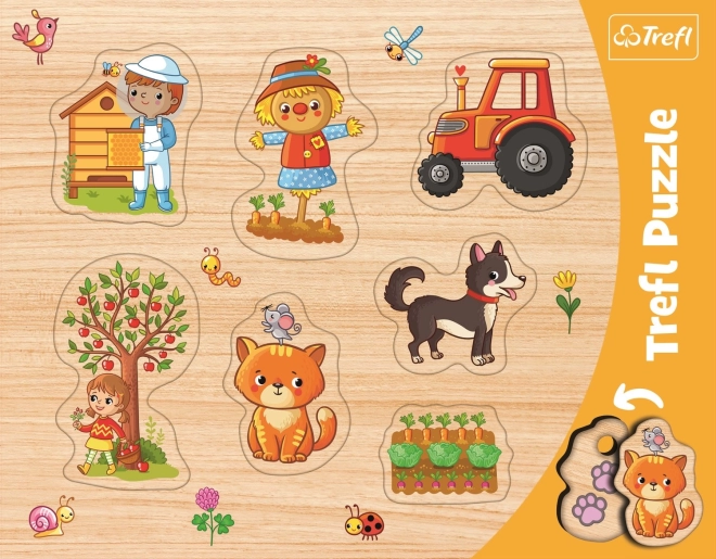 Puzzel din lemn cu inserții – Fermă TREFL