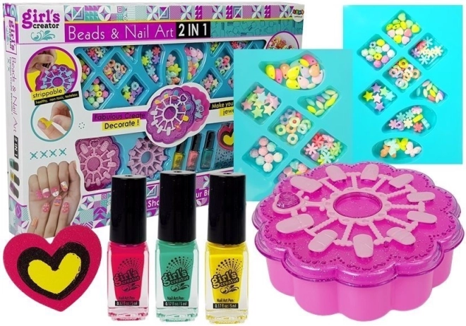 Set creativ pentru fete 2 în 1 pentru realizarea bijuteriilor și a nail art-ului