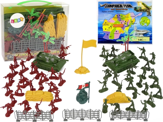 Set mare de joacă militar cu copaci și tancuri