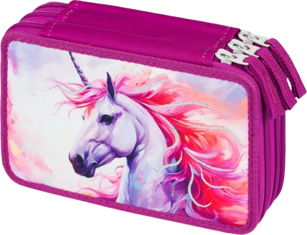 Penar școlar cu trei etaje cu motiv Regatul Unicornilor