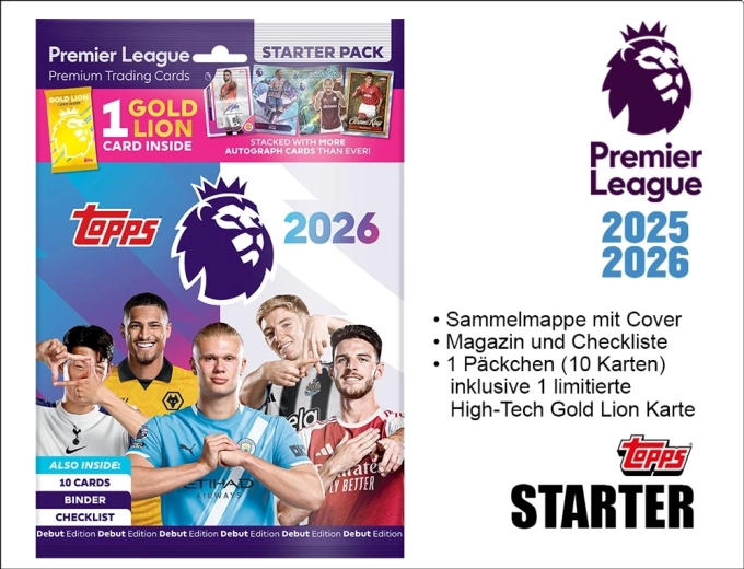 Topps Premier League cărți de colecție 2025/2026 set de start