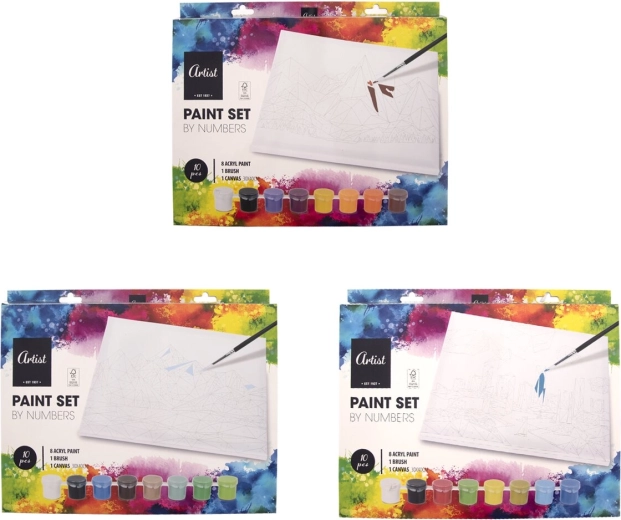 Set creativ de pictură după numere – mix de motive (10 buc.)