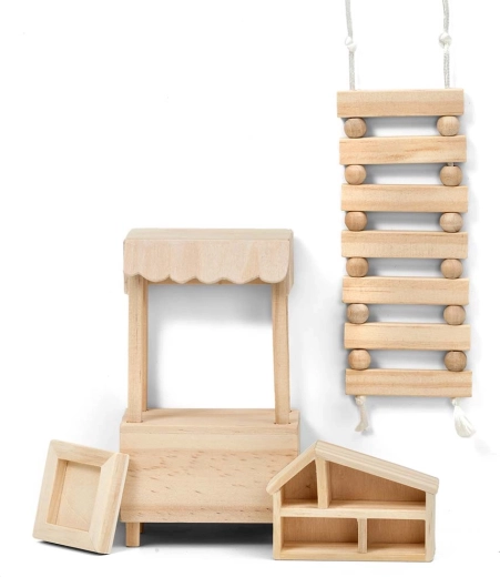Accesorii DIY din lemn natural, pregătite pentru personalizare