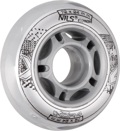 Roți pentru role in-line NILS EXTREME PU 72 × 24 transparente (4 buc.)