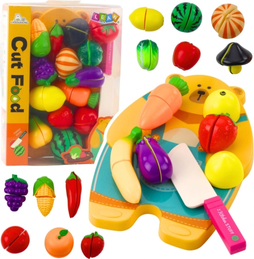 Set pentru copii de tăiat fructe și legume cu tocător și cuțit
