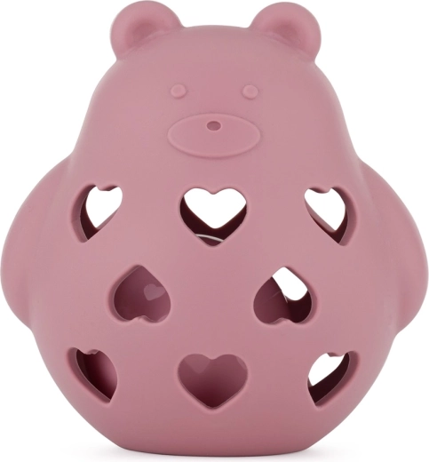 Petite&Mars zornăitoare și jucărie de dentiție din silicon Bear Basil dusty rose
