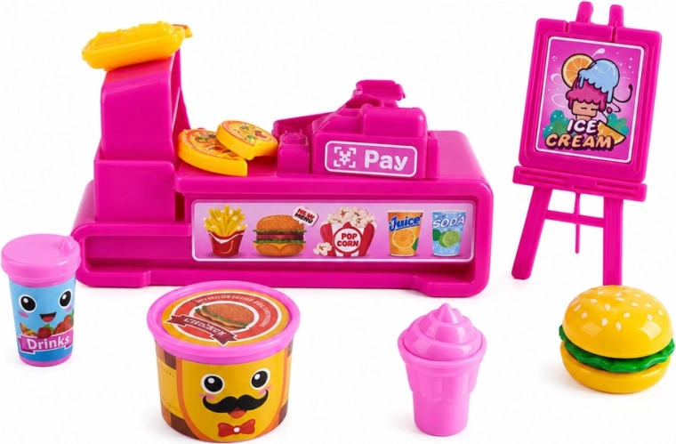 Stand realist de fast-food cu casă de marcat