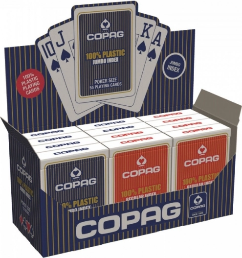 Cărți de poker din plastic PKJ – roșii, index mare
