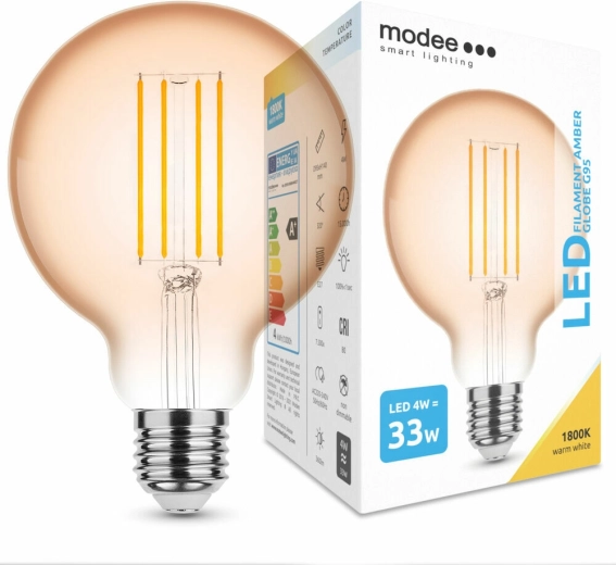 Bec LED cu filament Modee amber globe G95 4 W E27 1800 K