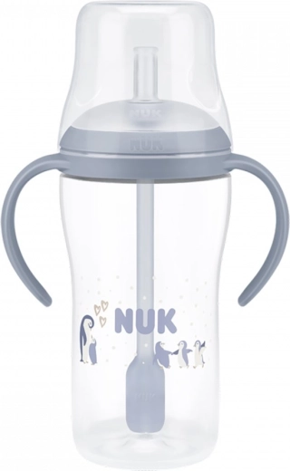 Biberon pentru bebeluși NUK Perfect Match cu pai din silicon PENGUIN 260 ml