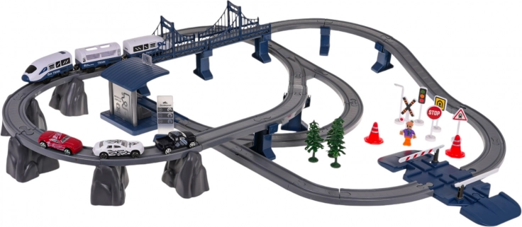 Set de tren electric cu stație și accesorii, 103 piese