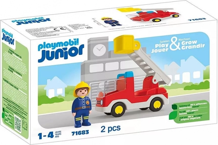 Autospecială de pompieri cu scară rotativă – set cu figurină