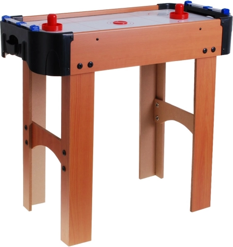 Air hockey pentru copii, imitație lemn, cu ventilator și accesorii – Lemn