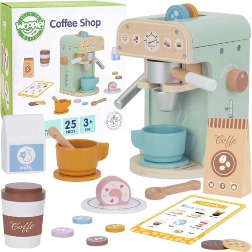 Espressor din lemn Woopie Green Cofetărie Barista 25 piese