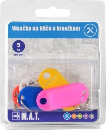 Etichete pentru chei cu inel, mix de culori (5 buc.)