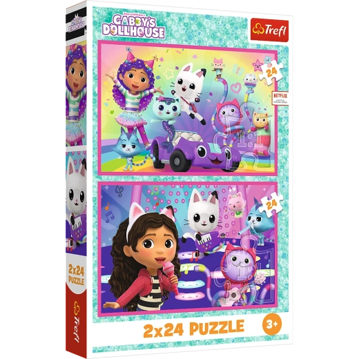 Puzzle 2x24 Distracții cu Gabby - Căsuța lui Gabby Tref 34433