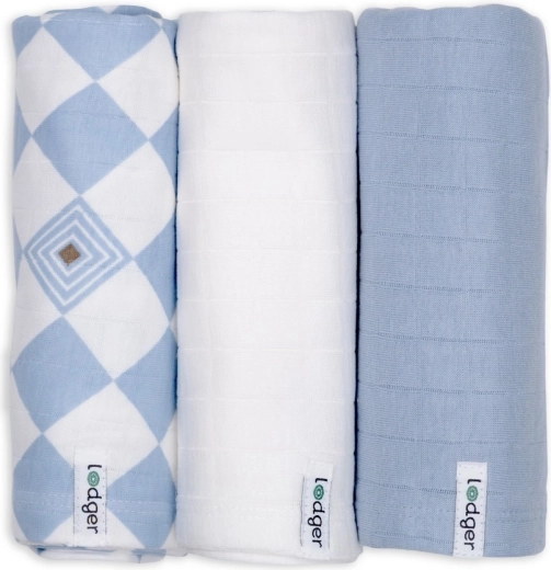 Swaddler Lodger din bumbac organic Blue fogg, 70 × 70 cm (3 buc)