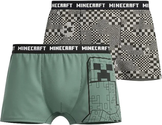Boxeri băieți Minecraft verde-gri (duopack 2 buc.)