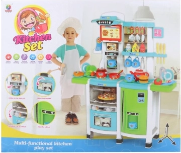 Bucătărie pentru copii Albastru 100 cm cu apă și sunete