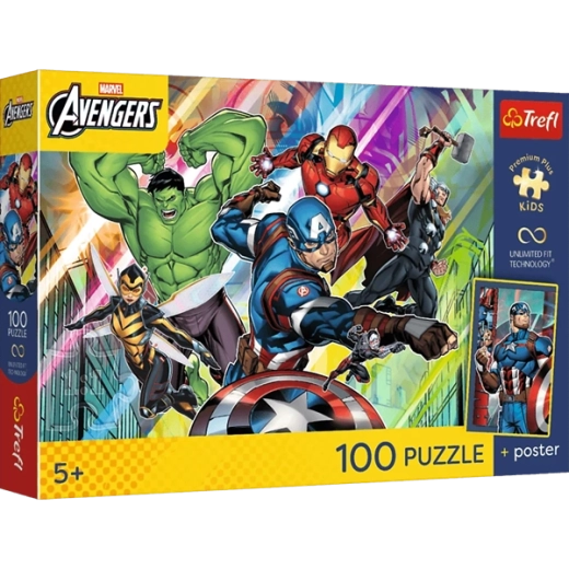 100 de piese și un motiv dinamic Marvel Avengers